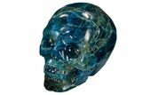 Polished, Bright Blue Apatite Skull - Madagascar #118090-2